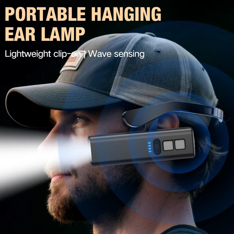 Headlamp Waterproof Rechargeable - Latarka czołowa z klipsem na ucho