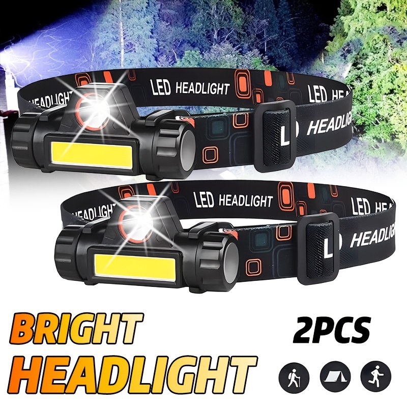 Headlamp Waterproof Rechargeable - Akumulatorowa latarka czołowa COB LED USB