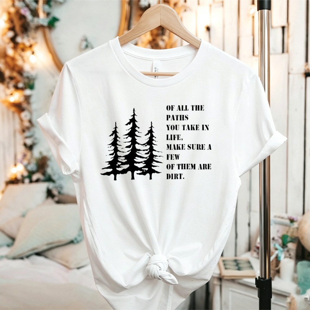 Koszulka z grafiką sosny i cyt – Outdoor Adventure Quotes recenzja i cena