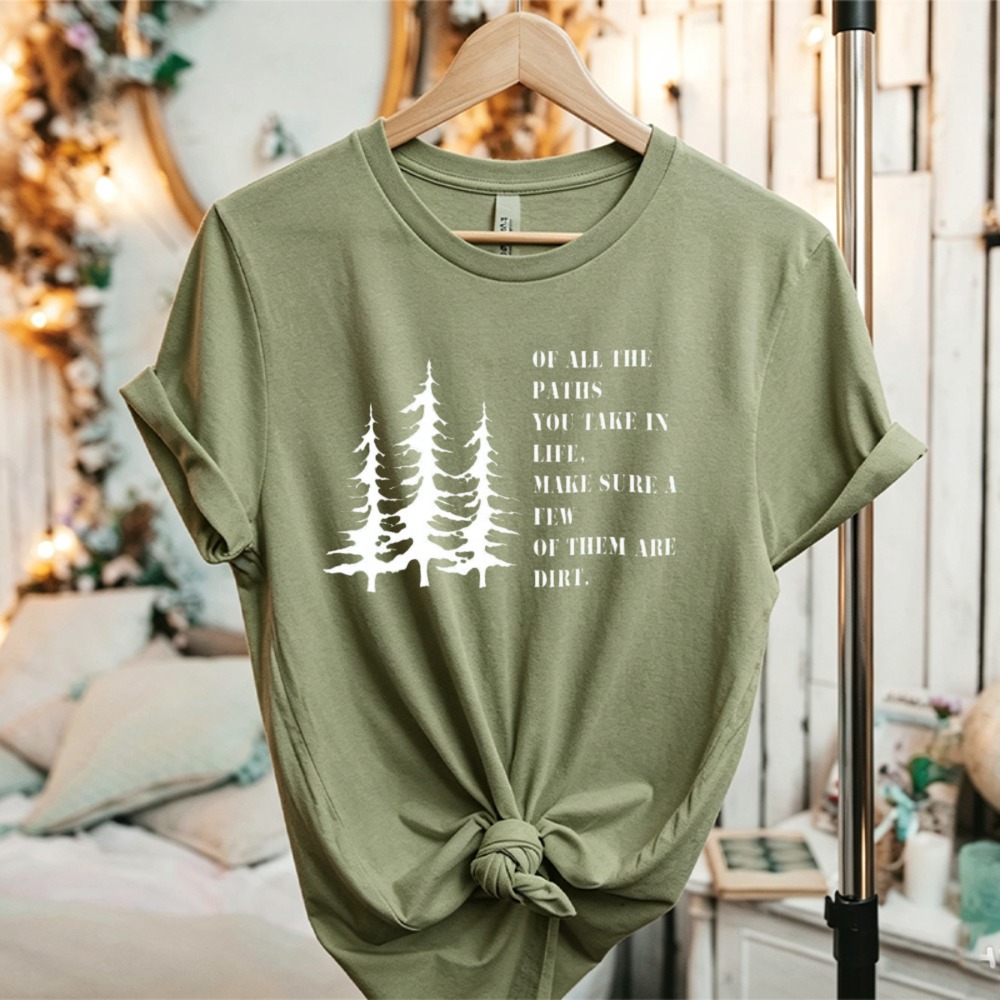 Koszulka z grafiką sosny i cyt – Outdoor Adventure Quotes recenzja i cena
